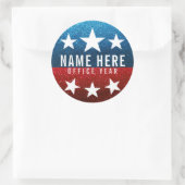 Red White Blue Glitzer American Campaign Template Runder Aufkleber (Tasche)
