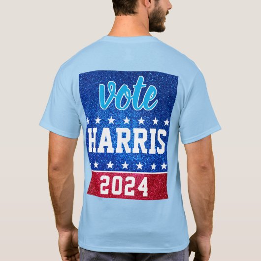 Red White Blue Glitzer American Campaign Template T-Shirt (Rückseite)