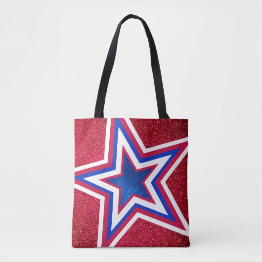 Red White Blue Glitzer American Campaign Template Tasche (Vorderseite)