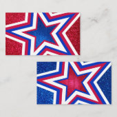 Red White Blue Glitzer American Campaign Template Visitenkarte (Vorne/Hinten)