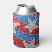 Red White Blue Glitzer American Flag Stars Streife Dosenkühler (Kanne Vorderseite)