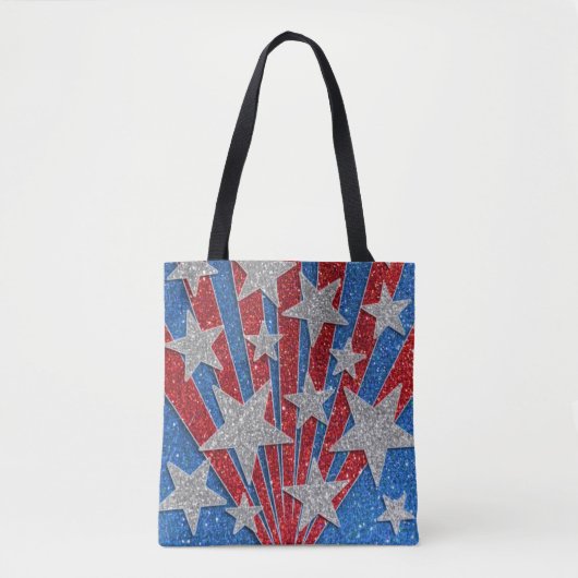 Red White Blue Glitzer American Flag Stars Streife Tasche (Vorderseite)