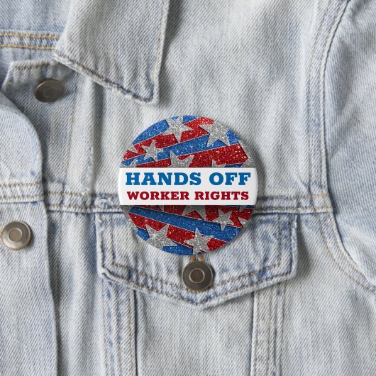 Red White Blue Glitzer American Protest Hands Off Button (Beispiel)
