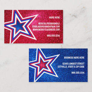 Red White Blue Glitzer American Stars Template Visitenkarte