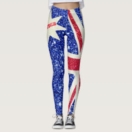 Red White & Blue Glitzer, Australien Flaggenfrauen Leggings