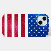 Red White Blue Glitzer Patriotic American Flag Case-Mate iPhone Hülle (Rückseite (Horizontal))