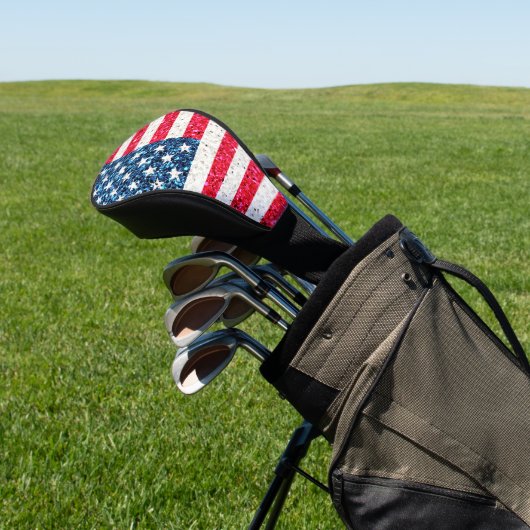 Red White Blue Glitzer Patriotic American USA Flag Golf Headcover (In SItu)