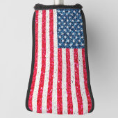 Red White Blue Glitzer Patriotic American USA Flag Golf Headcover (Rotieren 90)