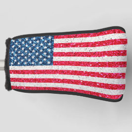 Red White Blue Glitzer Patriotic American USA Flag Golf Headcover