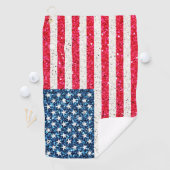 Red White Blue Glitzer Patriotic American USA Flag Golfhandtuch (Insitu)