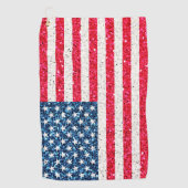 Red White Blue Glitzer Patriotic American USA Flag Golfhandtuch (Vorderseite)