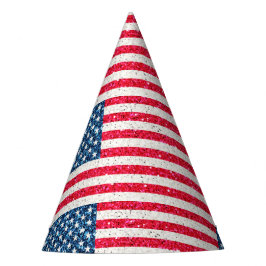 Red White Blue Glitzer Patriotic American USA Flag Partyhütchen