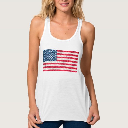 Red White Blue Glitzer Patriotic American USA Flag Tank Top (Vorderseite)