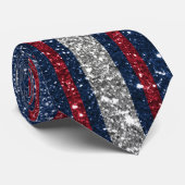 Red White Blue Glitzer Stripes America Trendy Krawatte (Gerollt)