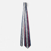 Red White Blue Glitzer Stripes America Trendy Krawatte (Rückseite)