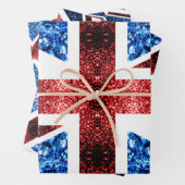 Red White Blue Glitzern UK flagge Wrapping Paper Geschenkpapier Set (Beispiel)