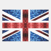 Red White Blue Glitzern UK flagge Wrapping Paper Geschenkpapier Set (Vorderseite)