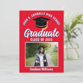Red White Blue Graduate Custom 2023 Abschluss Ankündigung (Stehend Vorderseite)
