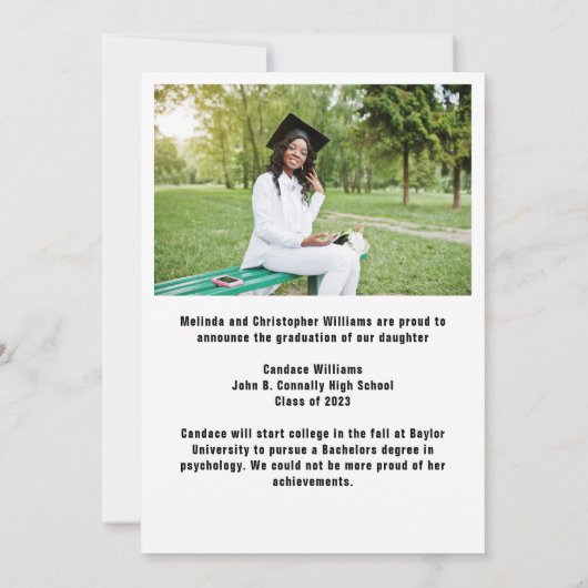 Red White Blue Graduate Custom 2023 Abschluss Ankündigung (Rückseite)