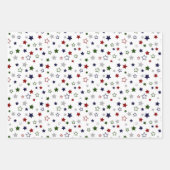 Red White Blue Green Gray Stars Geschenkpapier Set (Vorderseite 3)