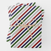 Red White Blue Green Gray Streifen Geschenkpapier Set (Beispiel)