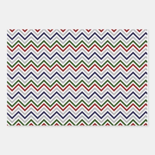 Red White Blue Green Gray Zig Zag Geschenkpapier Set (Vorderseite 2)