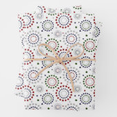 Red White Blue Green Grey Star Circles Geschenkpapier Set (Beispiel)