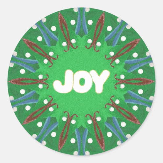 Red White Blue Green Joy Kaleidoscope Patriotic Runder Aufkleber (Vorderseite)