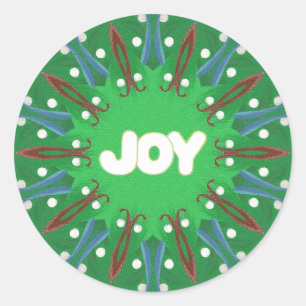 Red White Blue Green Joy Kaleidoscope Patriotic Runder Aufkleber