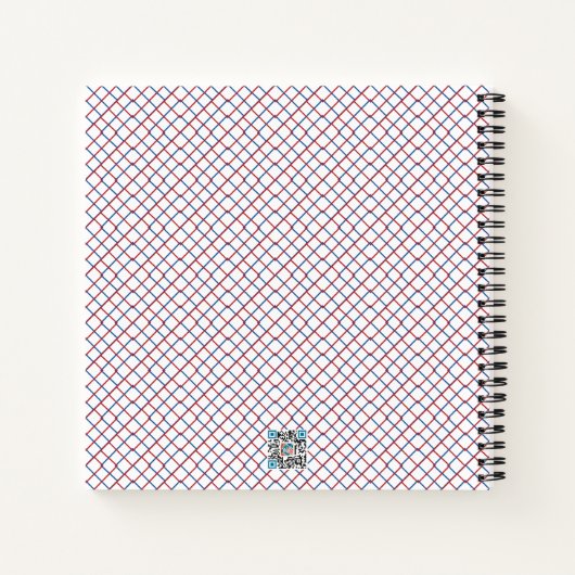 Red White Blue Grid Sketchbook Journal Notizblock (Rückseite)