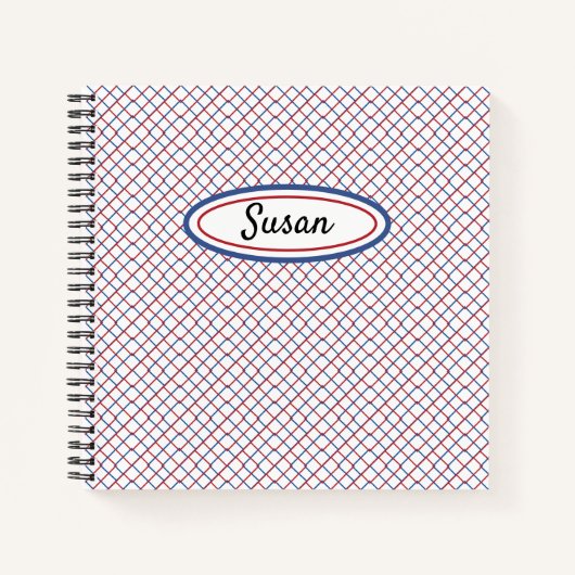 Red White Blue Grid Sketchbook Journal Notizblock (Vorderseite)