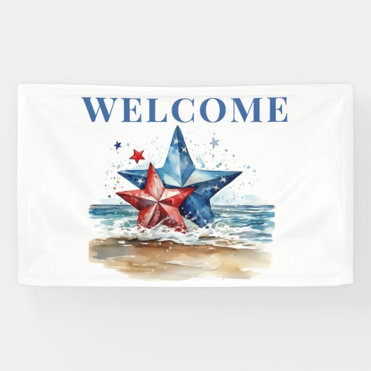 Red White Blue GRILLEN am Strand Banner (Horizontal)