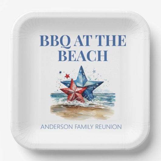 Red White Blue GRILLEN am Strand Pappteller (Vorderseite)