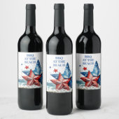 Red White Blue GRILLEN am Strand Weinetikett (Flaschen)