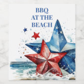 Red White Blue GRILLEN am Strand Weinetikett (Einzelnes Label)