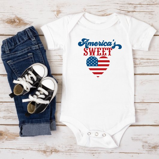 Red White Blue Heart America's Sweetheart Bodysuit Baby Strampler
