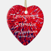 Red White Blue Heart Weihnachten Keramik Ornament (Rechts)