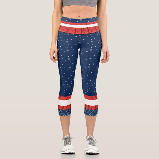 Red White Blue High Waisted Capris (Vorderseite)