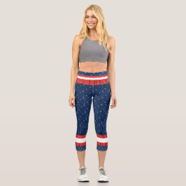 Red White Blue High Waisted Capris