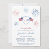 Red White Blue Hochzeit Probe Dinner am 4. Juli Einladung (Vorderseite)