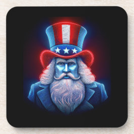 Red White Blue Hologramm USA Uncle Sam Getränkeuntersetzer