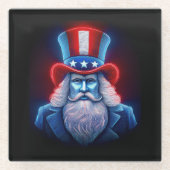 Red White Blue Hologramm USA Uncle Sam Glasuntersetzer (Vorderseite)