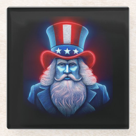 Red White Blue Hologramm USA Uncle Sam Glasuntersetzer (Vorderseite)