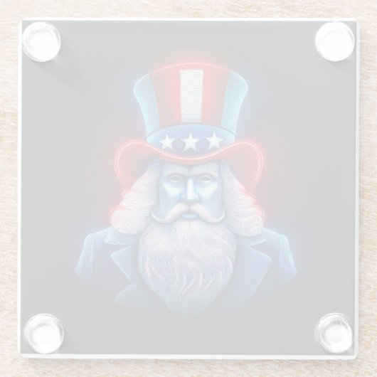 Red White Blue Hologramm USA Uncle Sam Glasuntersetzer (Rückseite)