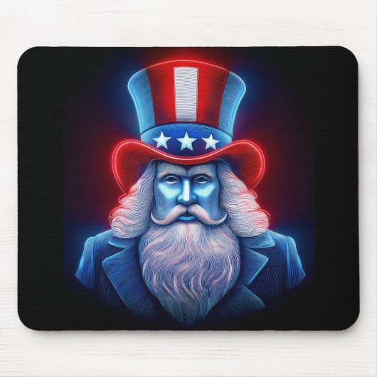 Red White Blue Hologramm USA Uncle Sam Mousepad (Vorne)