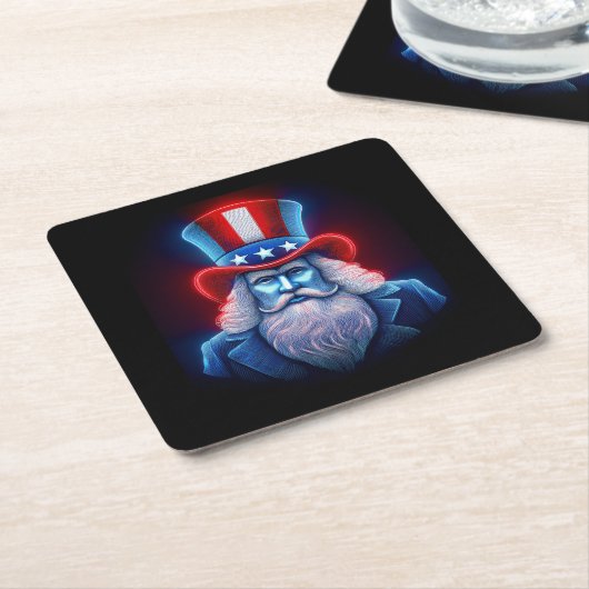 Red White Blue Hologramm USA Uncle Sam Rechteckiger Pappuntersetzer (angewinkelt)