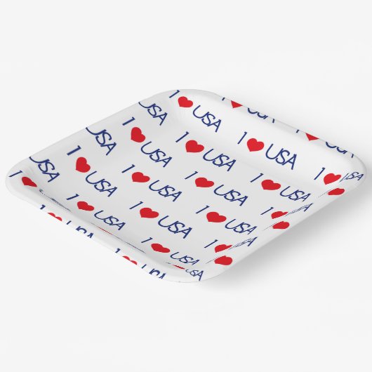RED WHITE BLUE I LIEBE USA PATTERN PAPPTELLER (Gewinkelt)