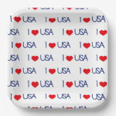 RED WHITE BLUE I LIEBE USA PATTERN PAPPTELLER (Vorderseite)
