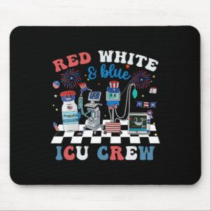 Red White Blue Icu Krankenschwester Crew 4. Juli u Mousepad