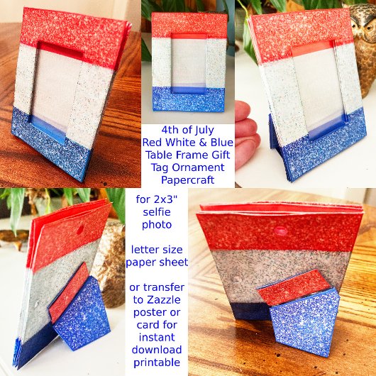 Red White & Blue Imitats Glitzer Selfframe Craft